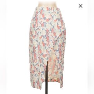 Abercrombie Elevated Flowy Maxi Skirt Faux Wrap High Slit blue Pink Small petite